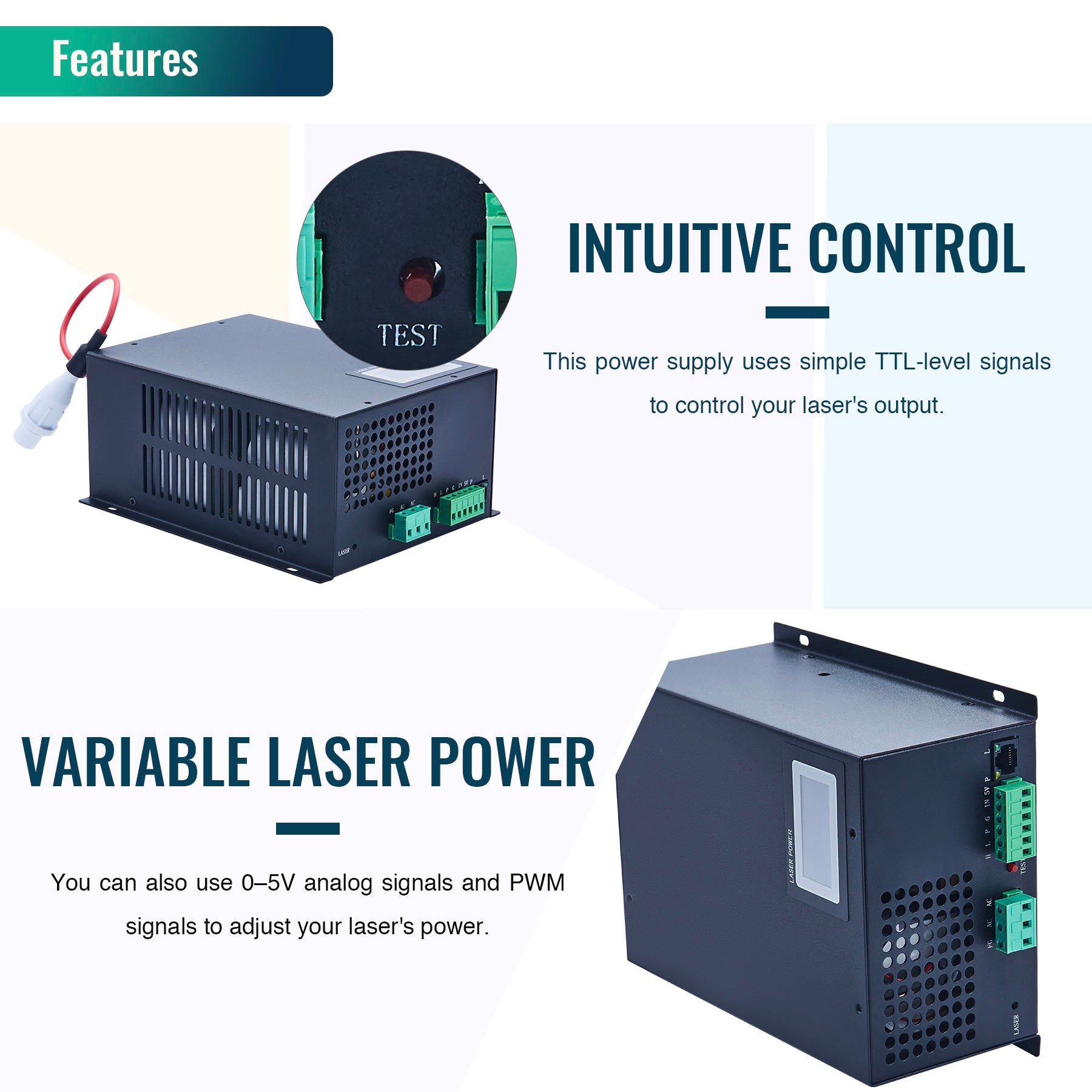 80W Laser Power Supply for CO2 Laser Engraver Cutting Machine | LN-80