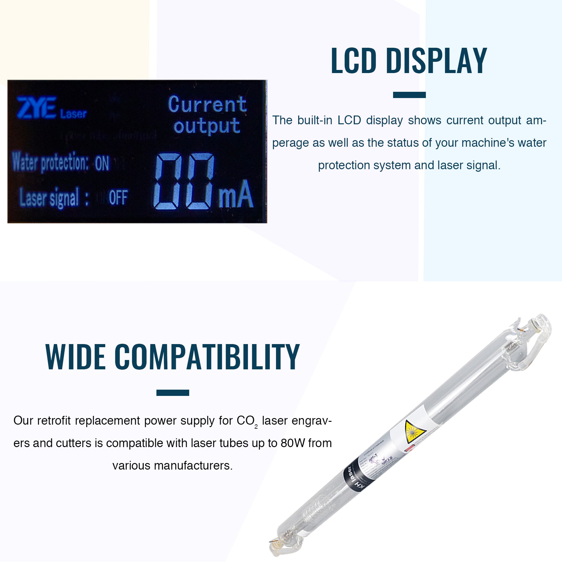 80W Laser Power Supply for CO2 Laser Engraver Cutting Machine | LN-80