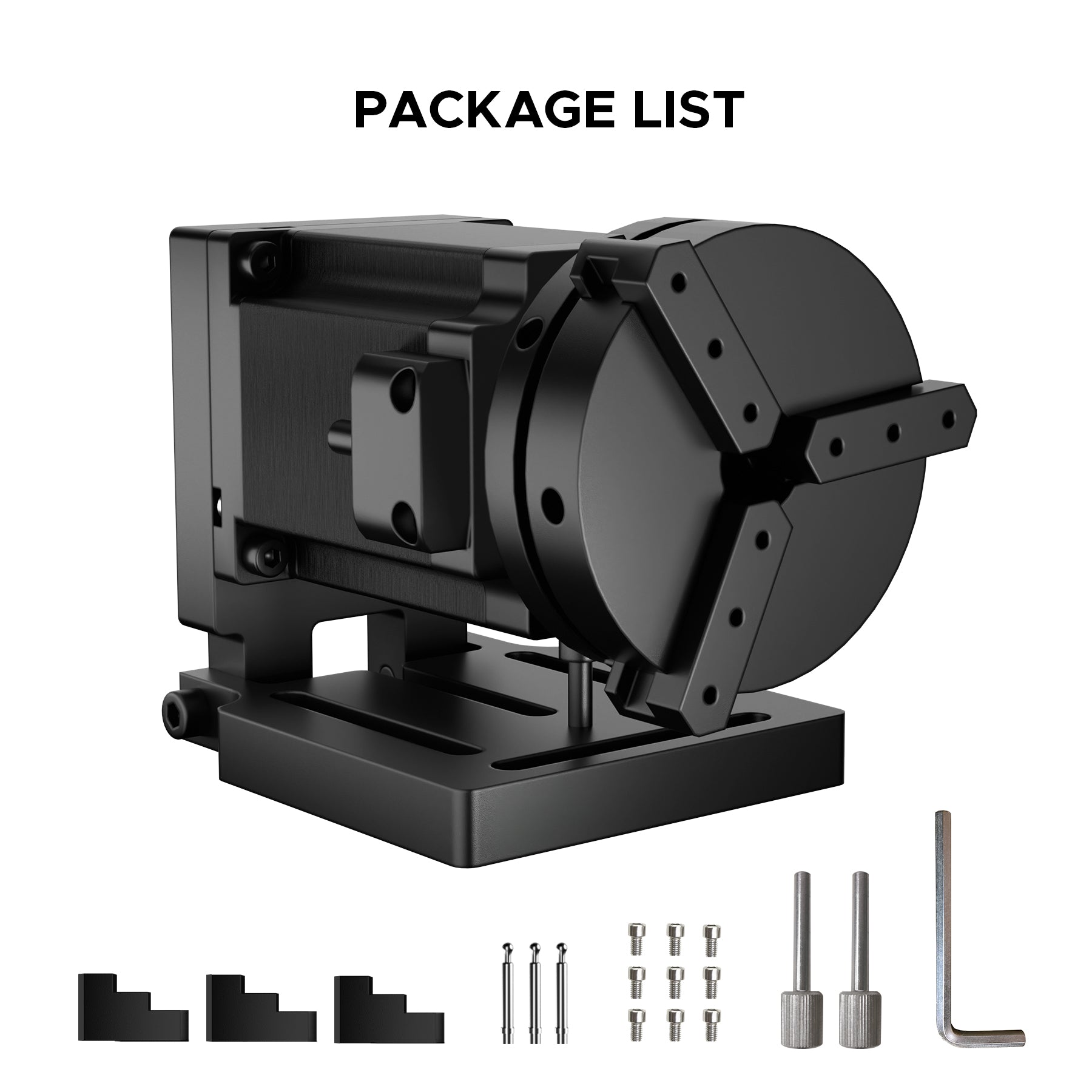 70mm Rotary Axis Attachment for MOPA and Fiber Laser Engraver with 3 Jaw Rotary Chuck | LRA-MN70