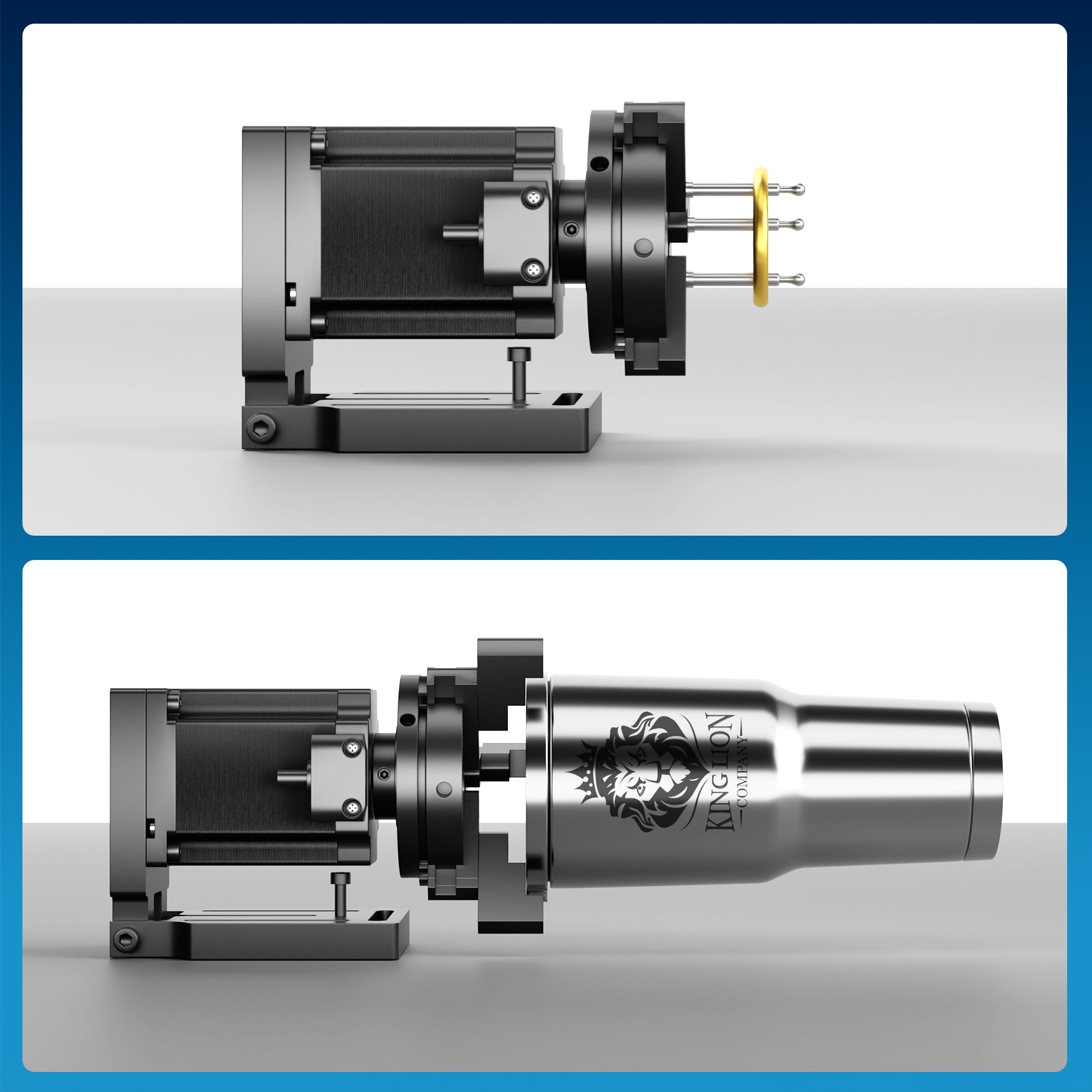 70mm Rotary Axis Attachment for MOPA and Fiber Laser Engraver with 3 Jaw Rotary Chuck | LRA-MN70