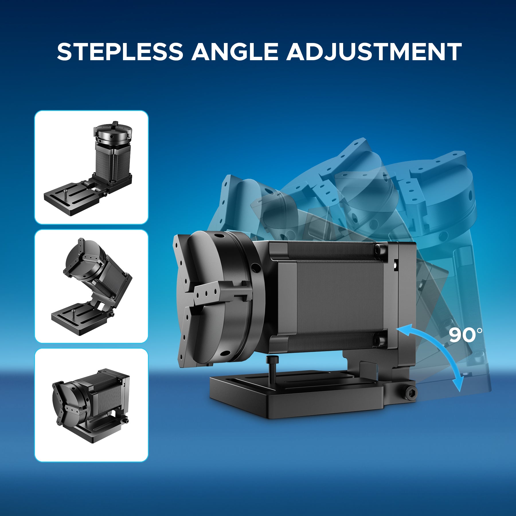 70mm Rotary Axis Attachment for MOPA and Fiber Laser Engraver with 3 Jaw Rotary Chuck | LRA-MN70