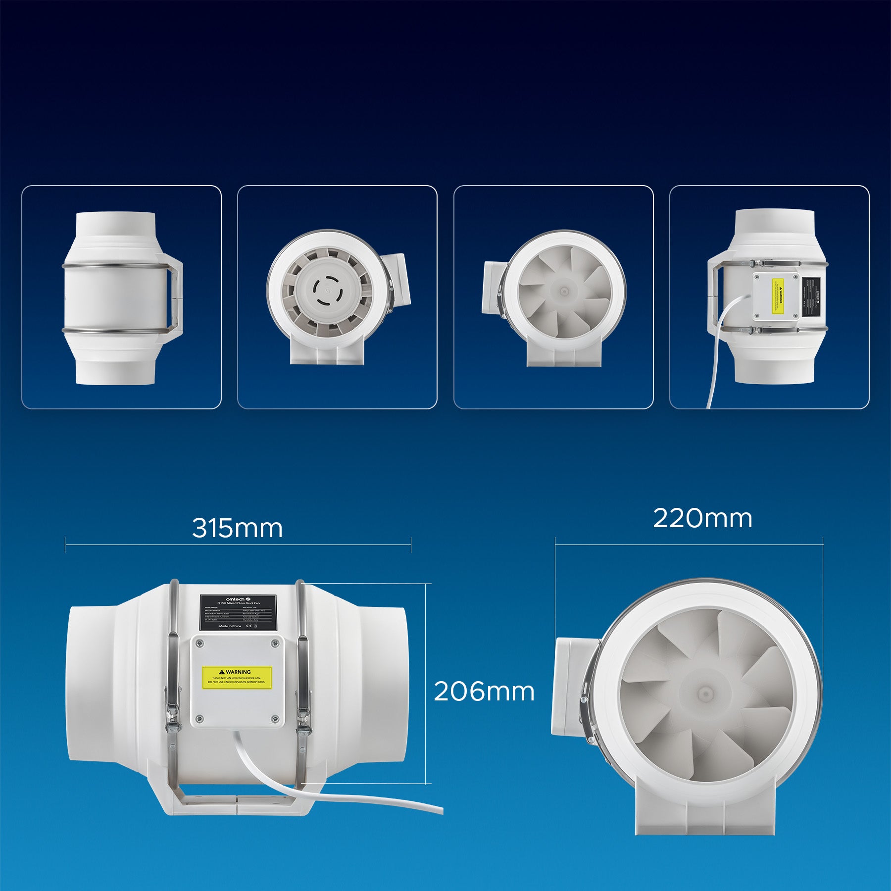 Industrial Exhaust Fan & Duct Fan for Laser Engraver & Cutter