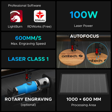 100W CO2 Laser Engraving Machine & Cutter with 1000x600mm Engraving Area