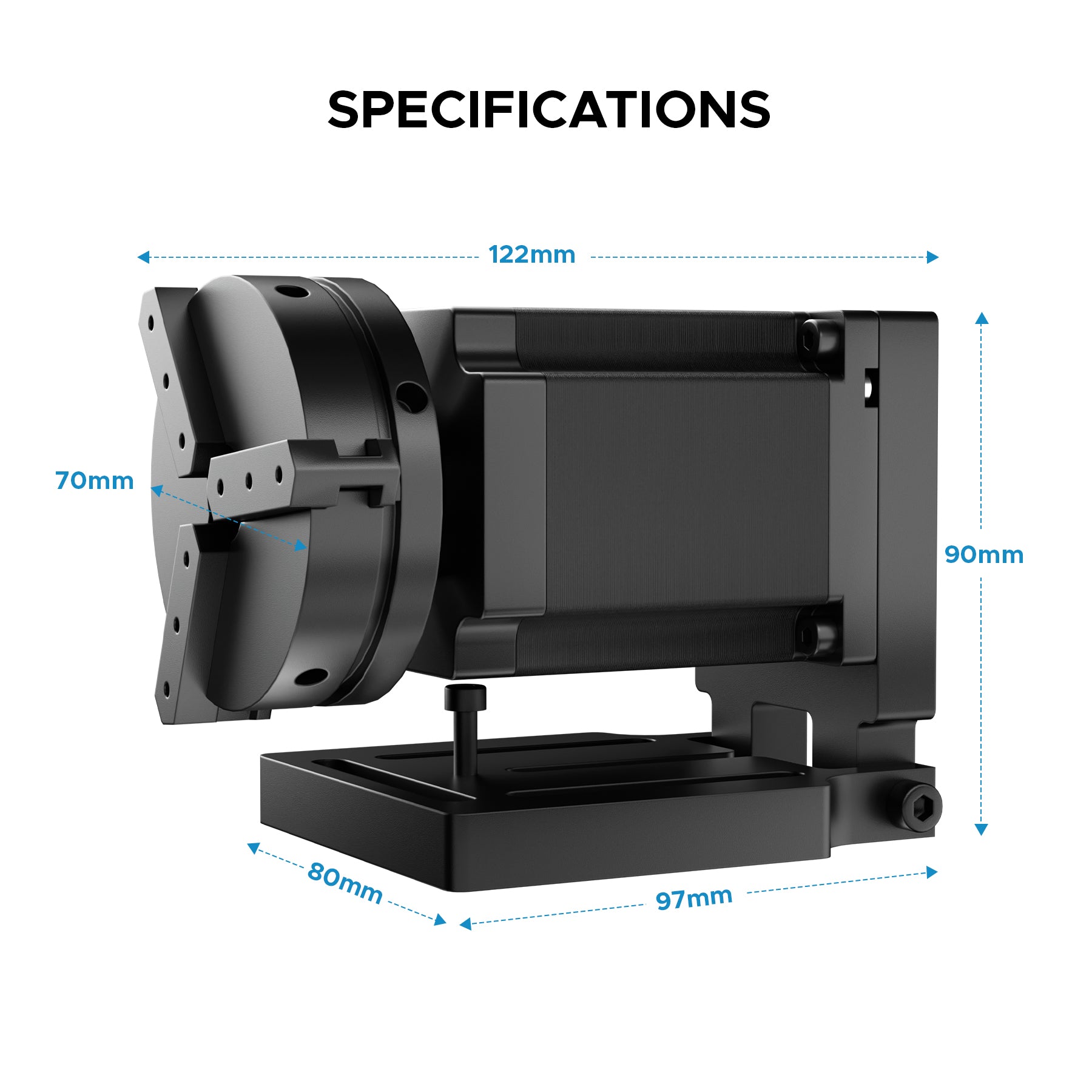 70mm Rotary Axis Attachment for MOPA and Fiber Laser Engraver with 3 Jaw Rotary Chuck | LRA-MN70